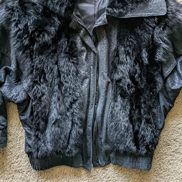 J. Percy for Marvin Richards 1980's Leather/Fur Bomber Jacket sz M - Picture 2 of 10